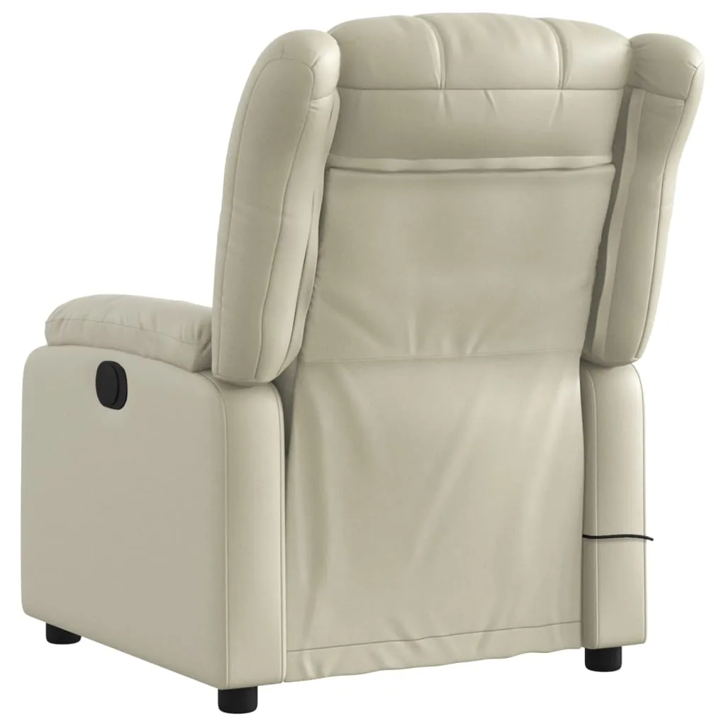 Massage Recliner Chair Cream Faux Leather