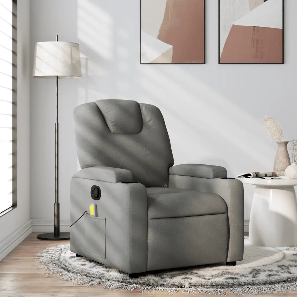 Massage Recliner Chair Dark Gray Fabric