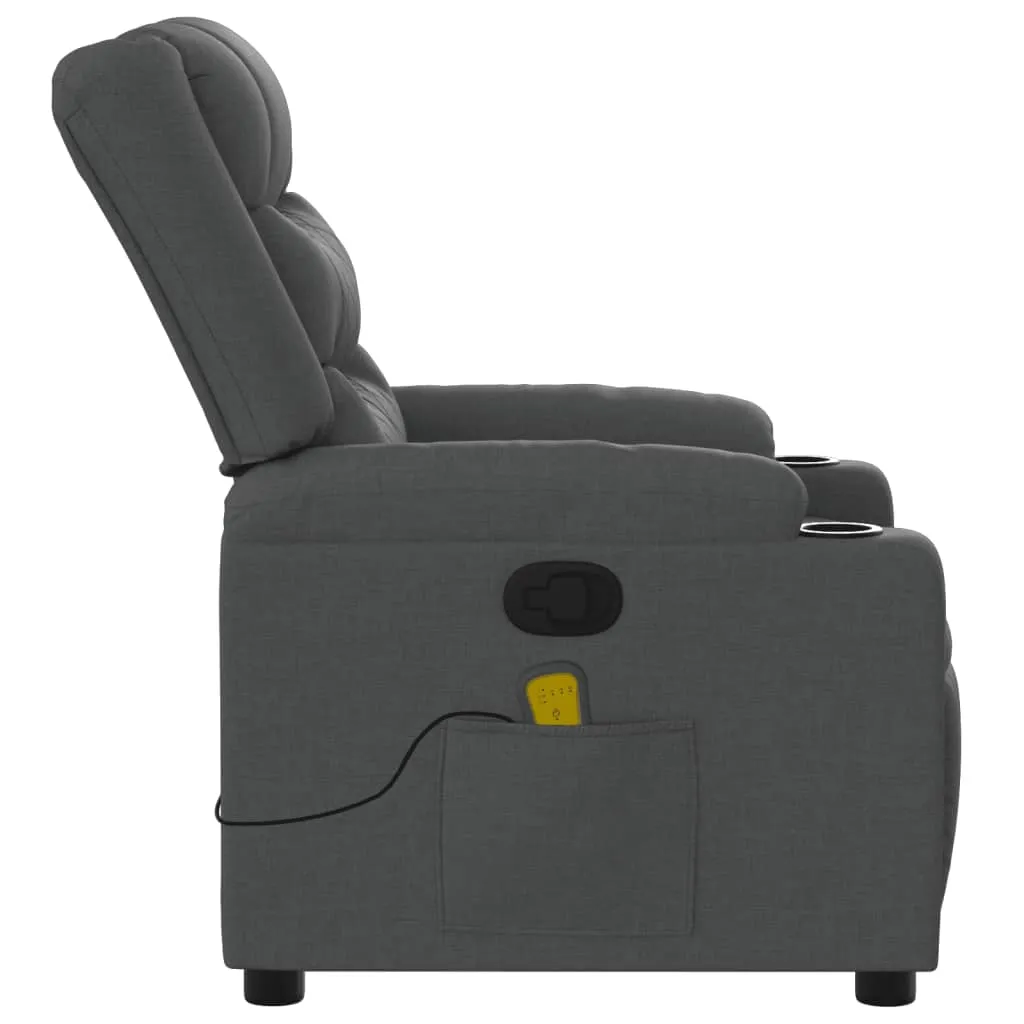 Massage Recliner Chair Dark Gray Fabric