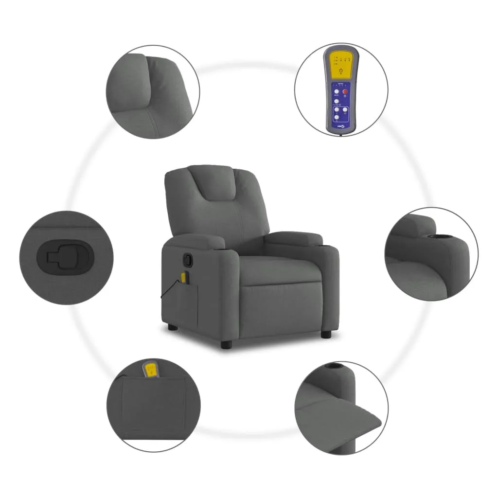 Massage Recliner Chair Dark Gray Fabric