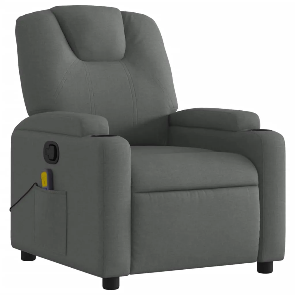 Massage Recliner Chair Dark Gray Fabric