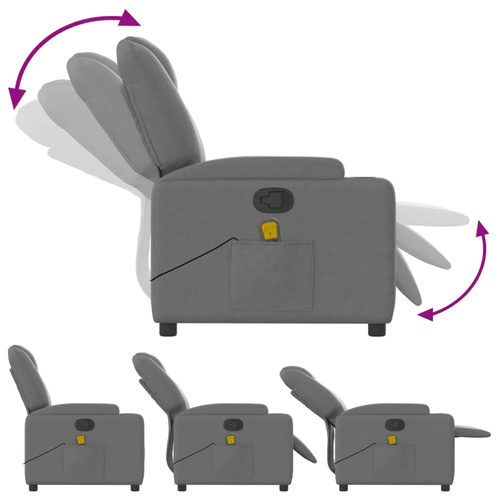 Massage Recliner Chair Dark Gray Fabric