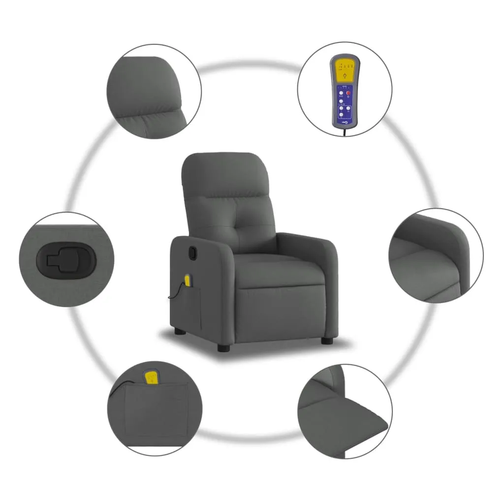 Massage Recliner Chair Dark Gray Fabric