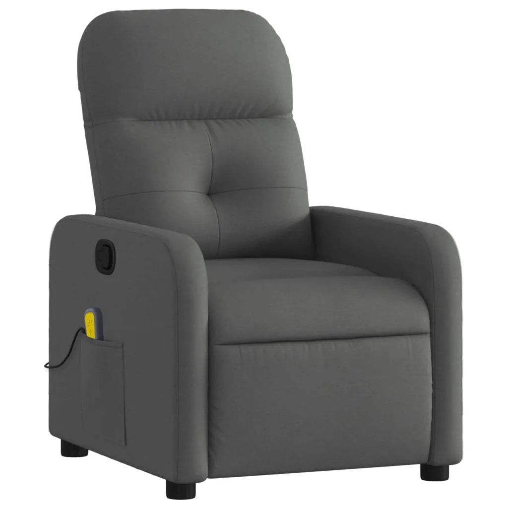 Massage Recliner Chair Dark Gray Fabric