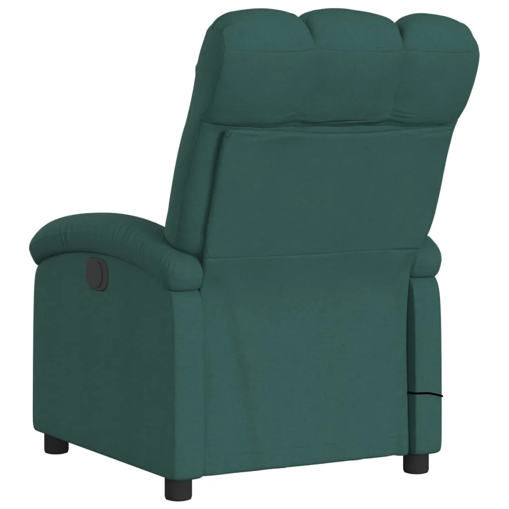 Massage Recliner Chair Dark Green Fabric