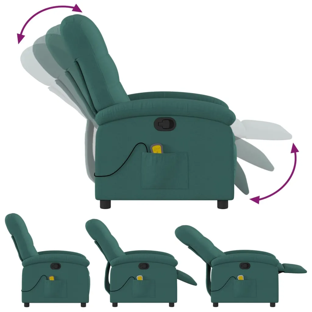 Massage Recliner Chair Dark Green Fabric
