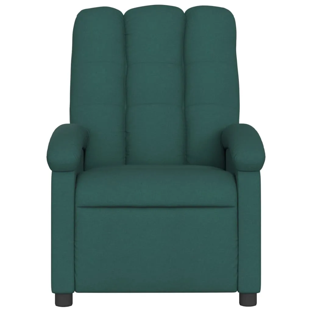 Massage Recliner Chair Dark Green Fabric