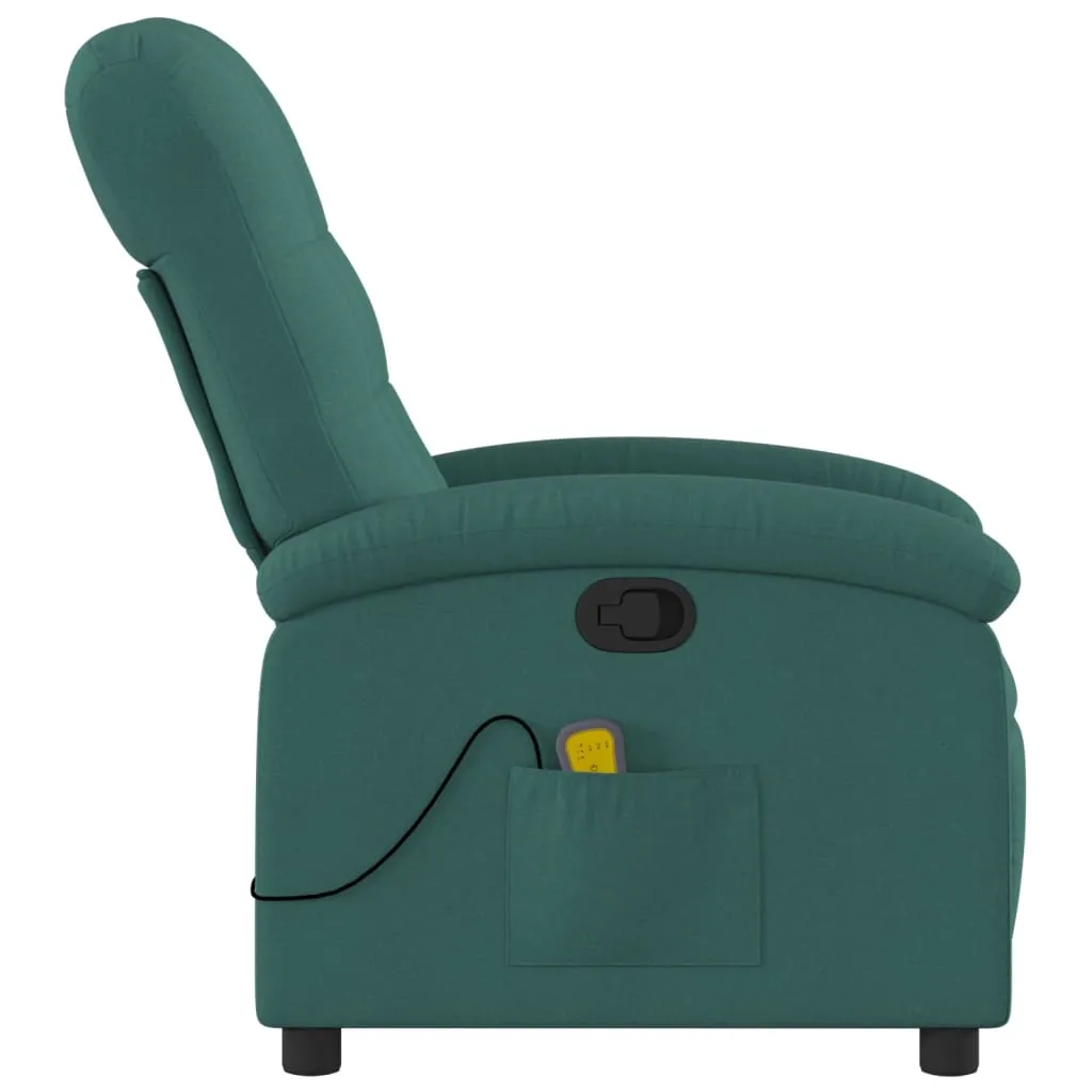 Massage Recliner Chair Dark Green Fabric