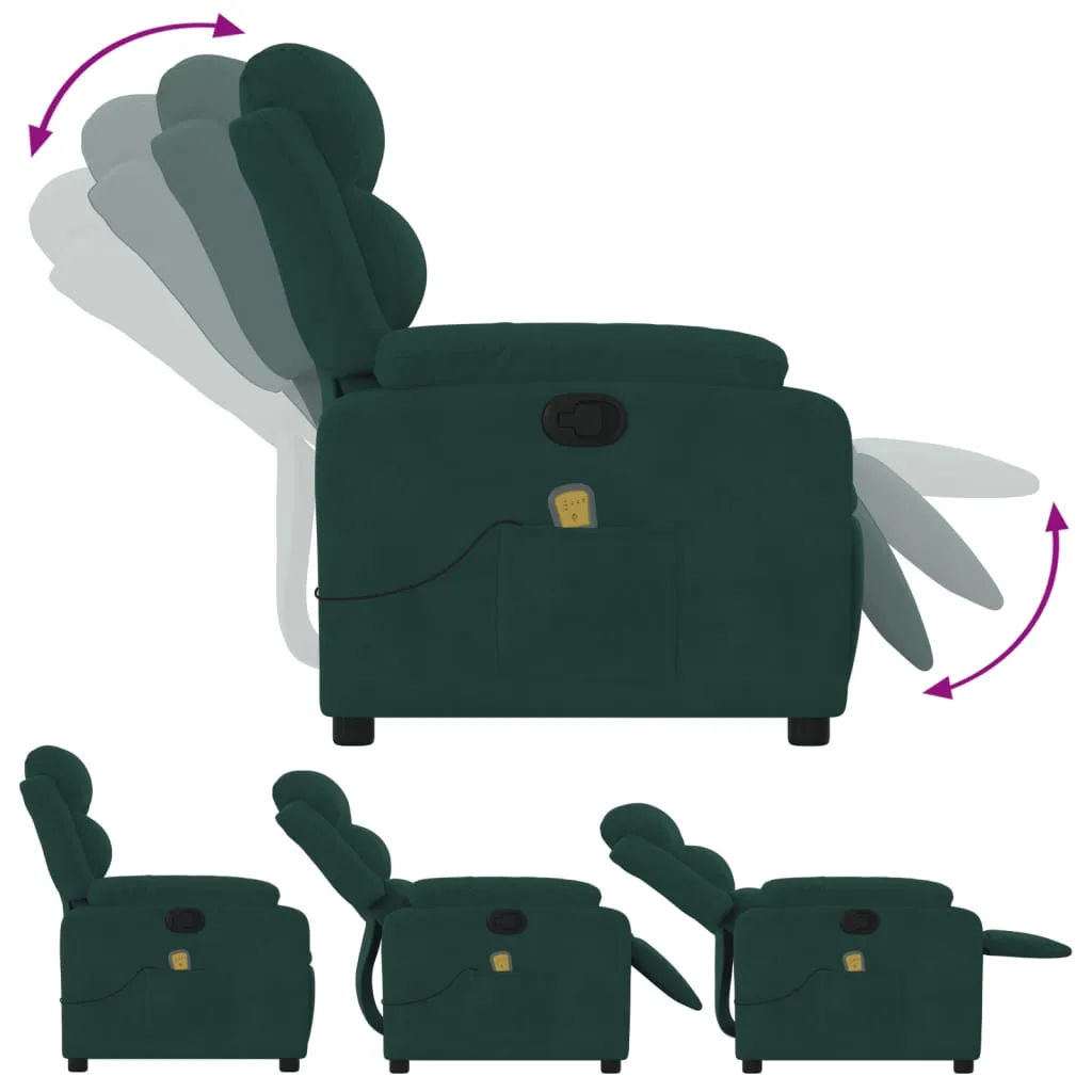 Massage Recliner Chair Dark Green Velvet