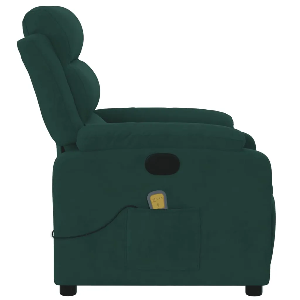 Massage Recliner Chair Dark Green Velvet