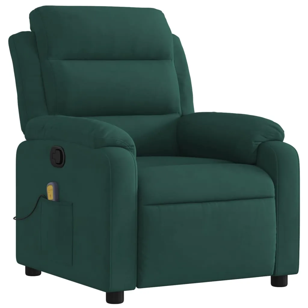 Massage Recliner Chair Dark Green Velvet