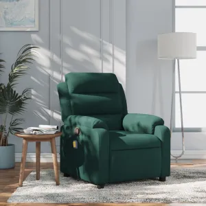 Massage Recliner Chair Dark Green Velvet