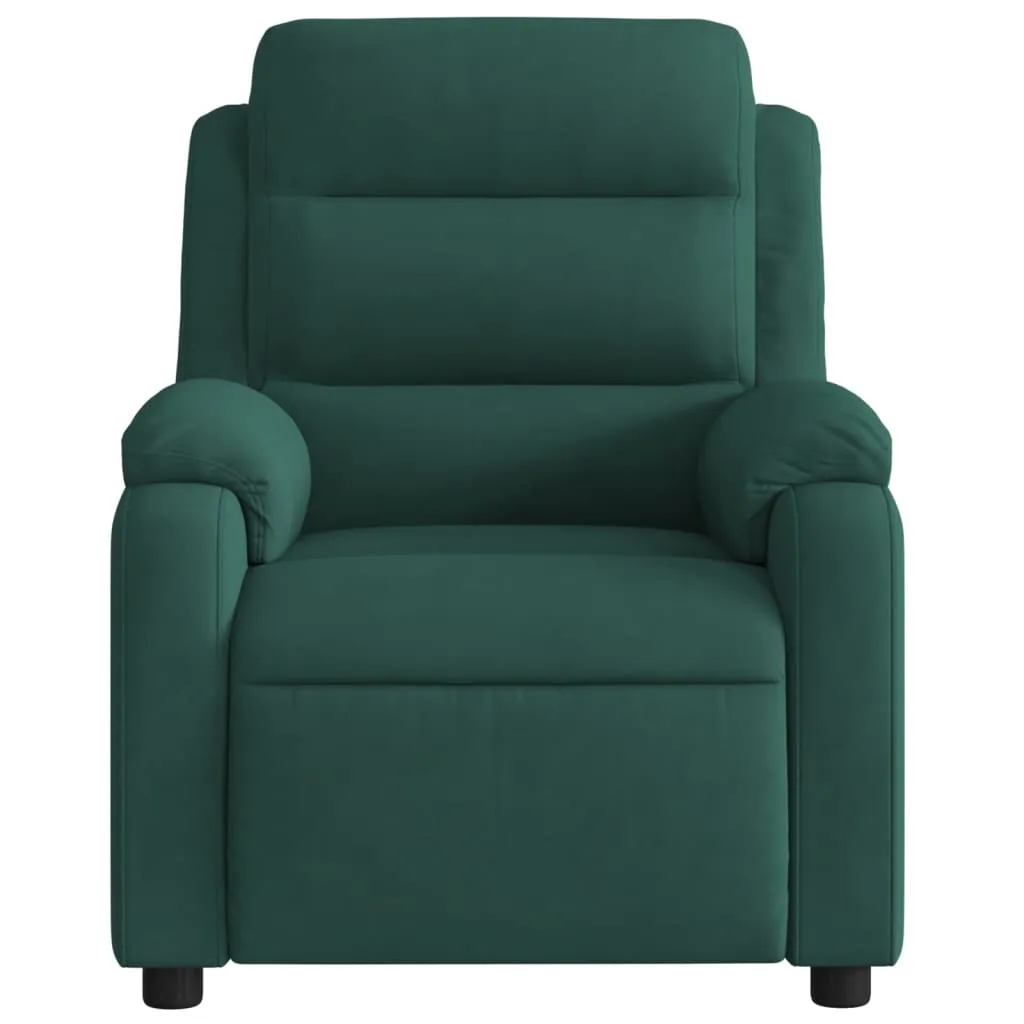 Massage Recliner Chair Dark Green Velvet
