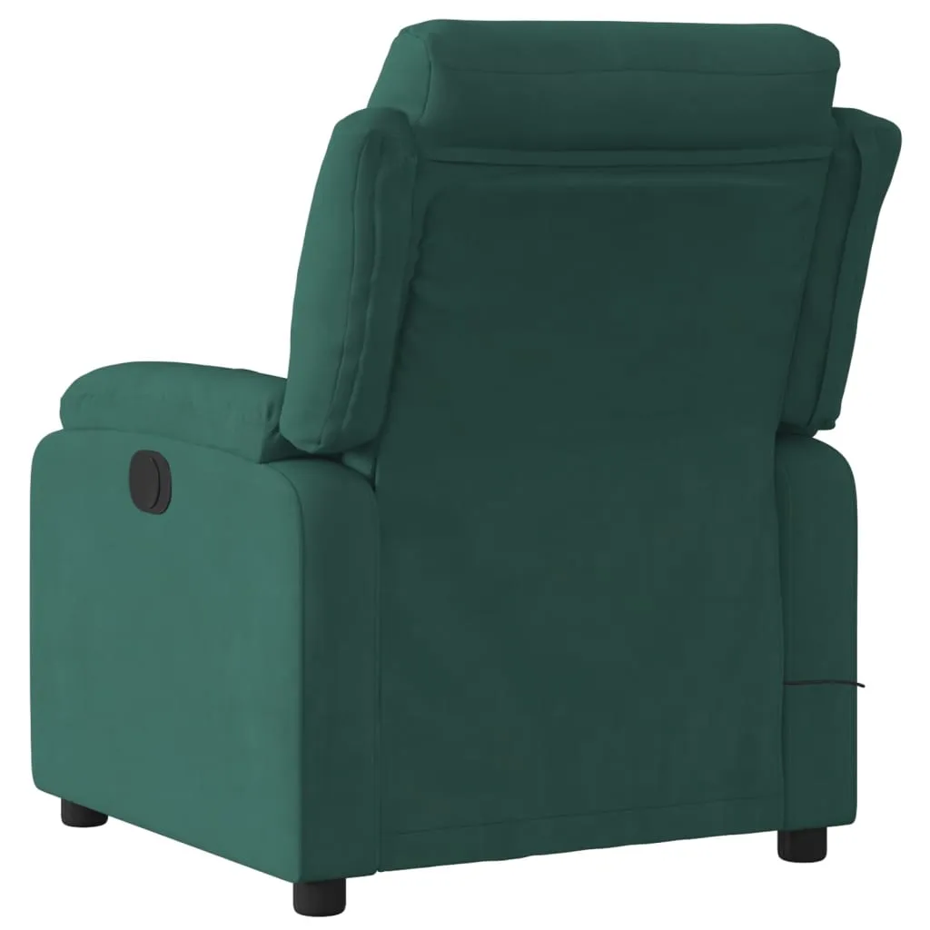 Massage Recliner Chair Dark Green Velvet