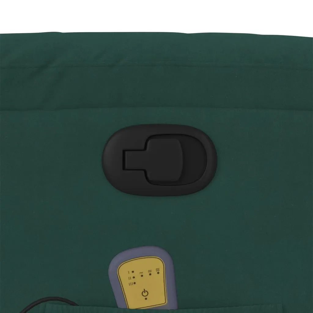 Massage Recliner Chair Dark Green Velvet