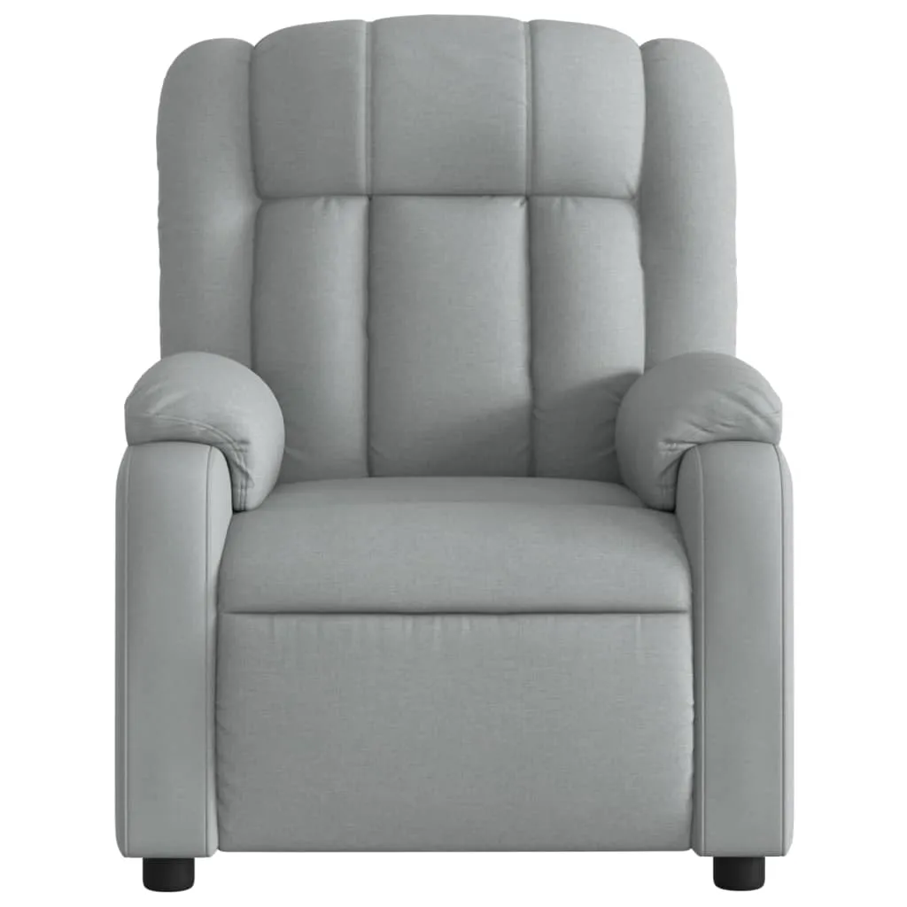 Massage Recliner Chair Light Gray Fabric