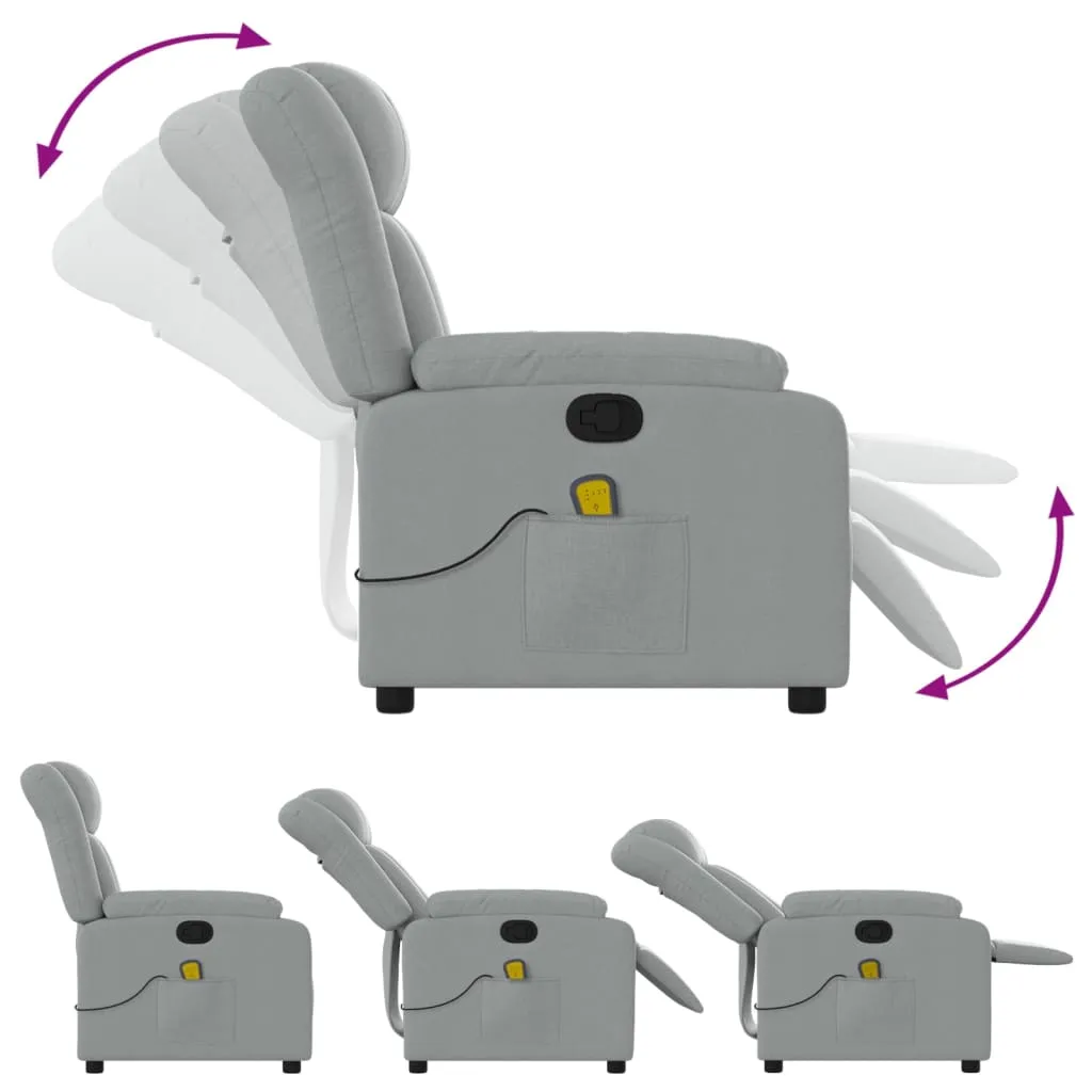 Massage Recliner Chair Light Gray Fabric