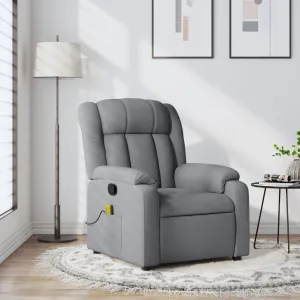 Massage Recliner Chair Light Gray Fabric