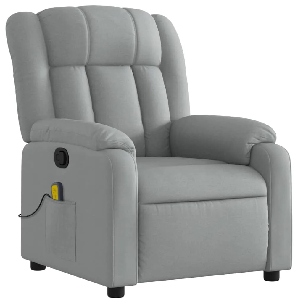 Massage Recliner Chair Light Gray Fabric