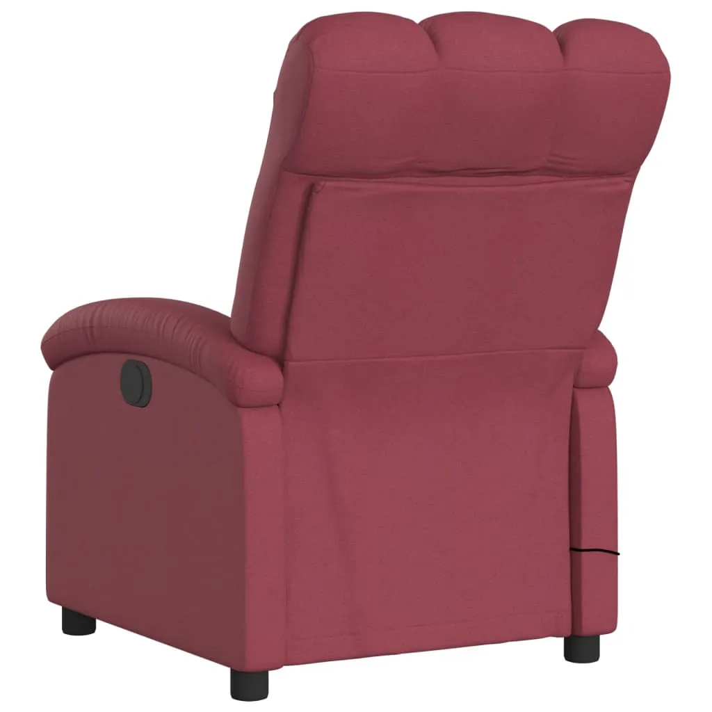 Massage Recliner Chair Wine Red Fabric