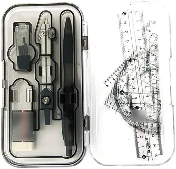 Mathematical Geometry Set 8 Piece Compass Drawing Set Professional High Precision Compass Pencil Compass Drawing Set School Stationery Compass Indexer Ruler Compass Set