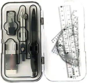 Mathematical Geometry Set 8 Piece Compass Drawing Set Professional High Precision Compass Pencil Compass Drawing Set School Stationery Compass Indexer Ruler Compass Set