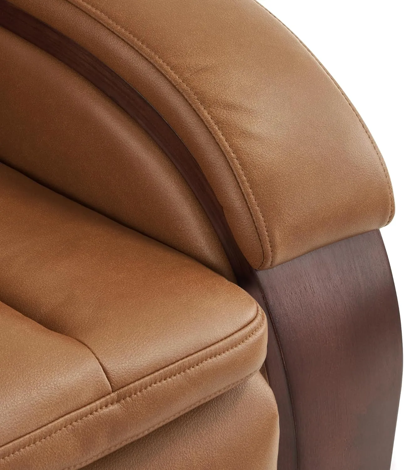 MCombo Power Lift Recliner Chair Sofa with Massage and Heat, Adjustable Headrest for Elderly People, Solid Wood Armrest, USB Ports, Side Pockets, Faux Leather 7917 (Tawny, Medium)