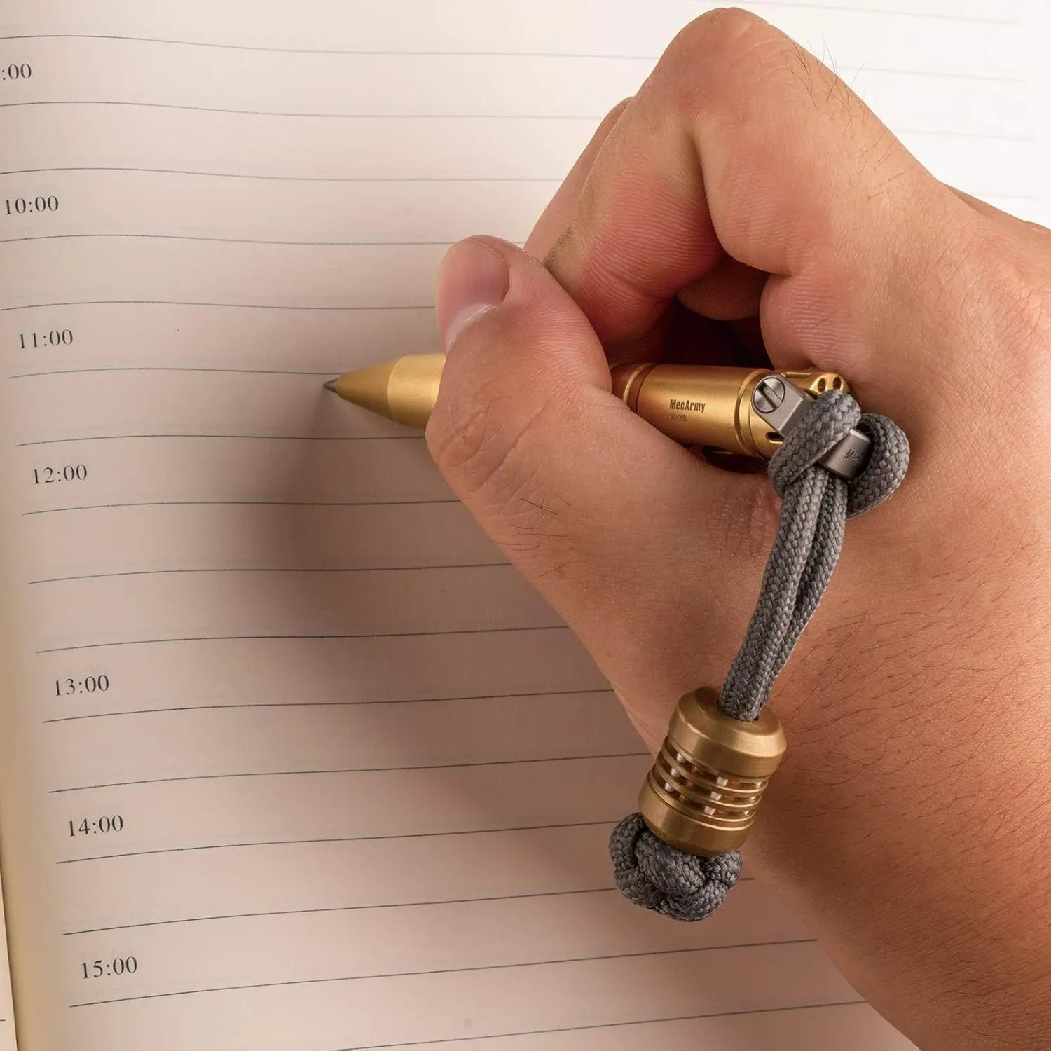 MecArmy TPX8 Mini Bolt Action Tactical Pen, Keychain Tactical Pen with 1 D Key Ring for Daily Carry, Small EDC Pen with Anti-Slip Grip Replaceable Refill for Work Travel, Ideal Gift (Brass)