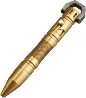 MecArmy TPX8 Mini Bolt Action Tactical Pen, Keychain Tactical Pen with 1 D Key Ring for Daily Carry, Small EDC Pen with Anti-Slip Grip Replaceable Refill for Work Travel, Ideal Gift (Brass)