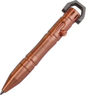 MecArmy TPX8 Mini Bolt Action Tactical Pen, Keychain Tactical Pen with 1 D Key Ring for Daily Carry, Small EDC Pen with Anti-Slip Grip Replaceable Refill for Work Travel, Ideal Gift (Copper)