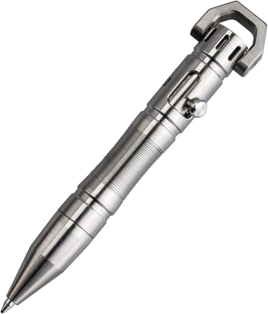 MecArmy TPX8 Mini Bolt Action Tactical Pen, Keychain Tactical Pen with 1 D Key Ring for Daily Carry, Small EDC Pen with Anti-Slip Grip Replaceable Refill for Work Travel, Ideal Gift (Titanium)
