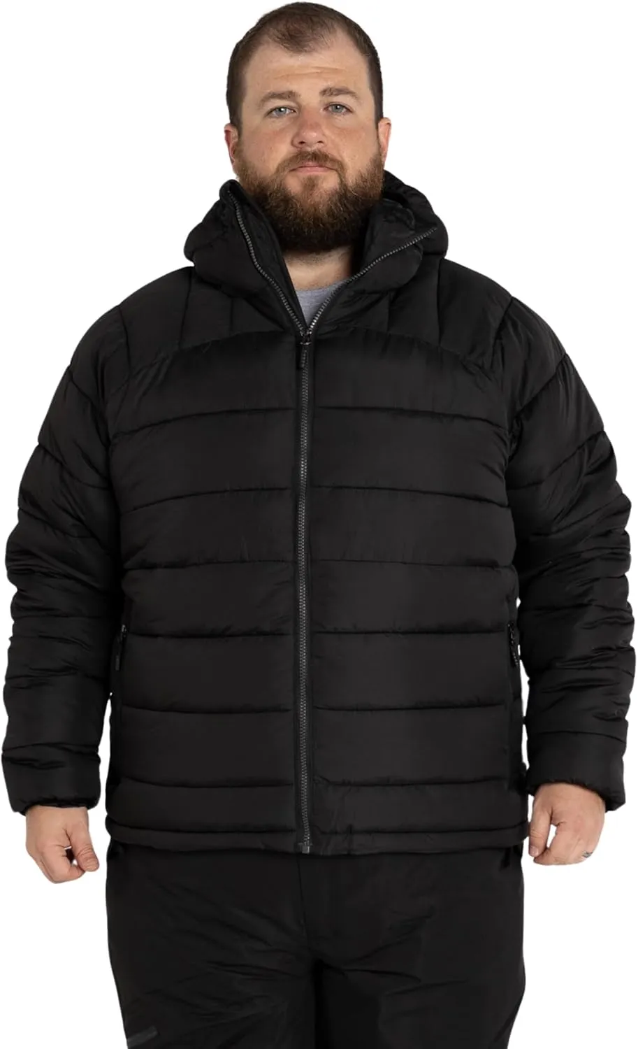 Mens Big 2XL-7XL Synthetic Down Powderhorn Hooded Winter Coat Jacket