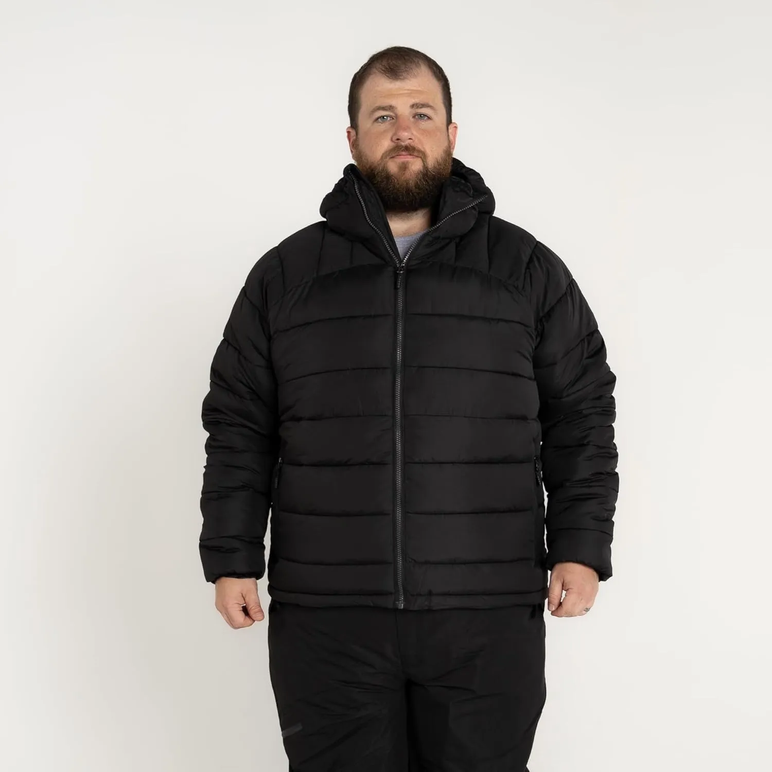 Mens Big 2XL-7XL Synthetic Down Powderhorn Hooded Winter Coat Jacket