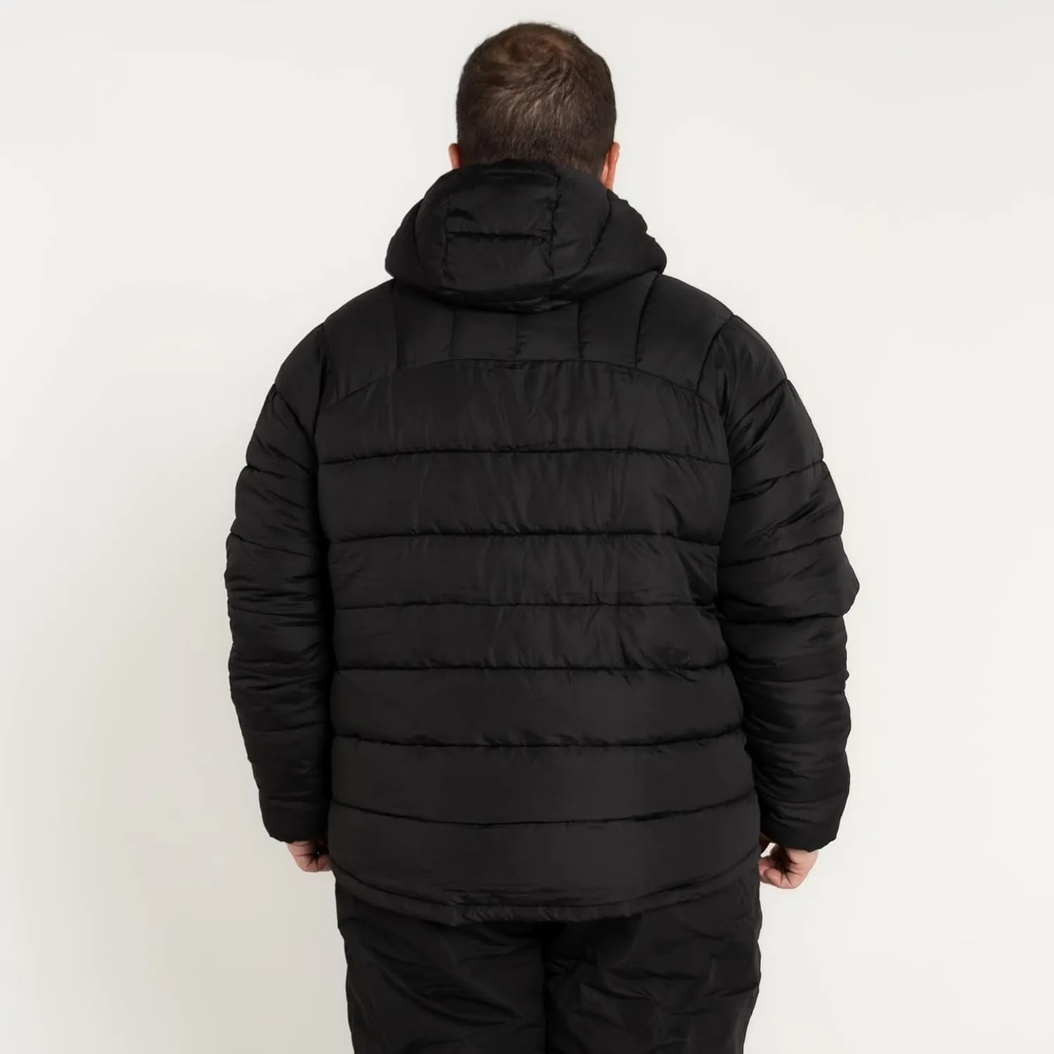 Mens Big 2XL-7XL Synthetic Down Powderhorn Hooded Winter Coat Jacket
