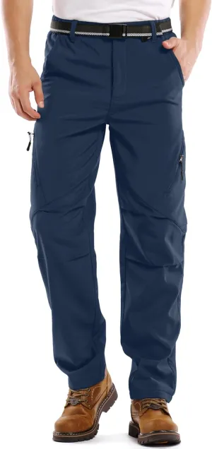 Men's Snow Ski Waterproof Fleece Lined Pants Winter Insulated Outdoor Hiking Mountain Softshell