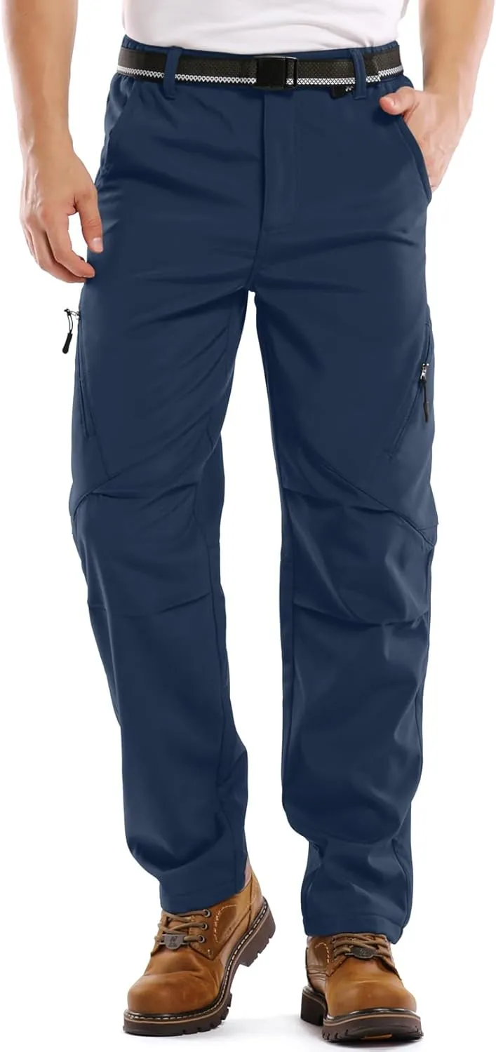 Men's Snow Ski Waterproof Fleece Lined Pants Winter Insulated Outdoor Hiking Mountain Softshell