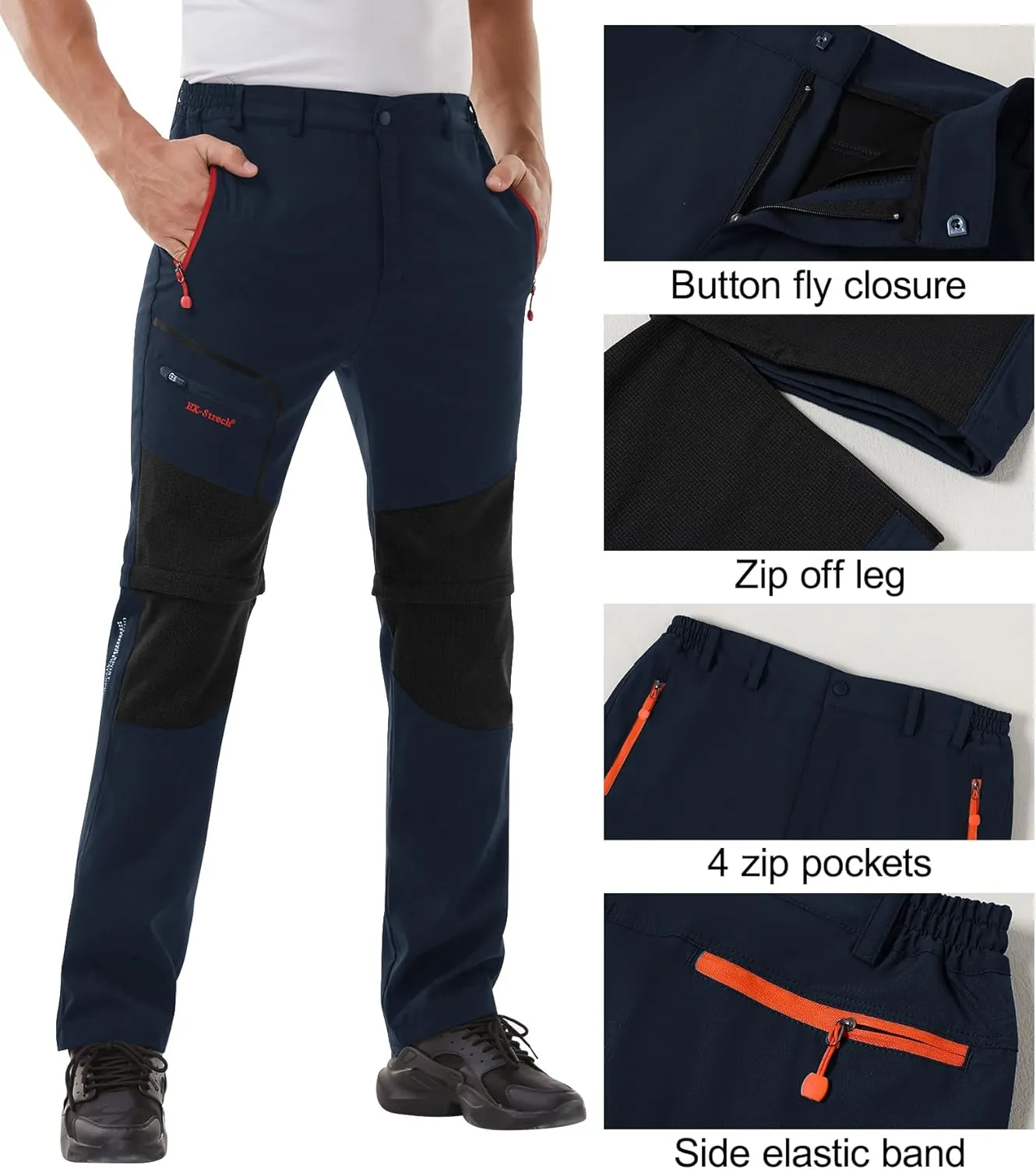 Men's Water Resistant Tactical Pants Lightweight Outdoor EDC Strech Pants for Hiking with Belt