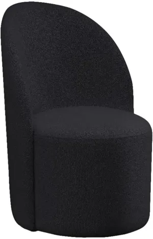 Meridian Furniture 528Black Hautely Collection Modern | Contemporary Boucle Fabric Upholstered Accent or Dining Chair with Rich Black Boucle Fabric, 24" W x 26" D x 35" H, Black