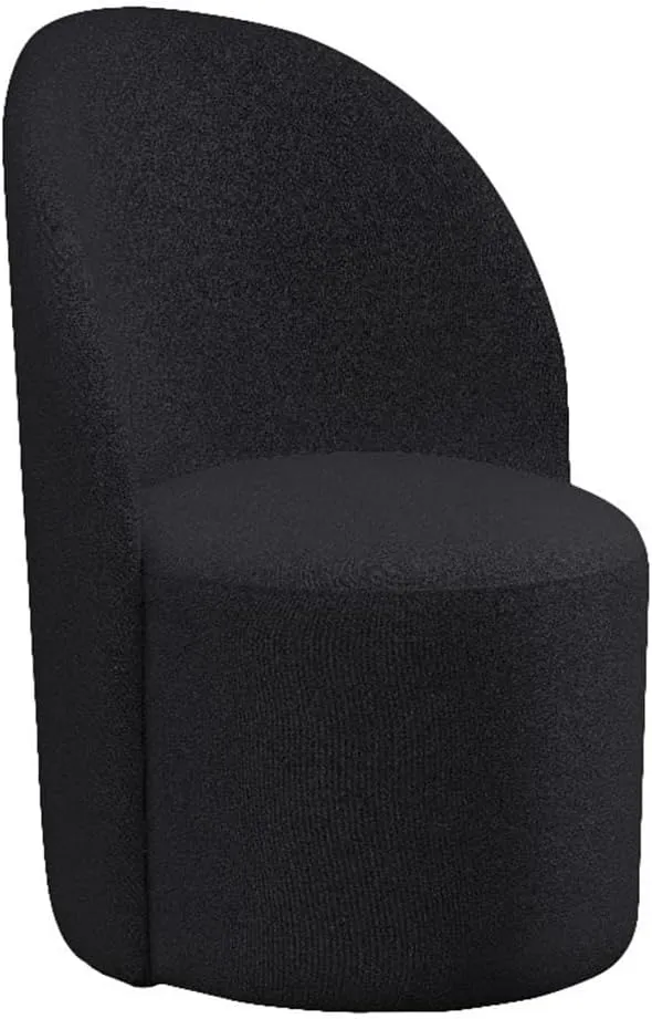 Meridian Furniture 528Black Hautely Collection Modern | Contemporary Boucle Fabric Upholstered Accent or Dining Chair with Rich Black Boucle Fabric, 24" W x 26" D x 35" H, Black