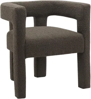 Meridian Furniture Athena Collection Modern | Contemporary Boucle Fabric Upholstered Accent | Dining Chair, 25" W x 21" D x 27" H, Brown
