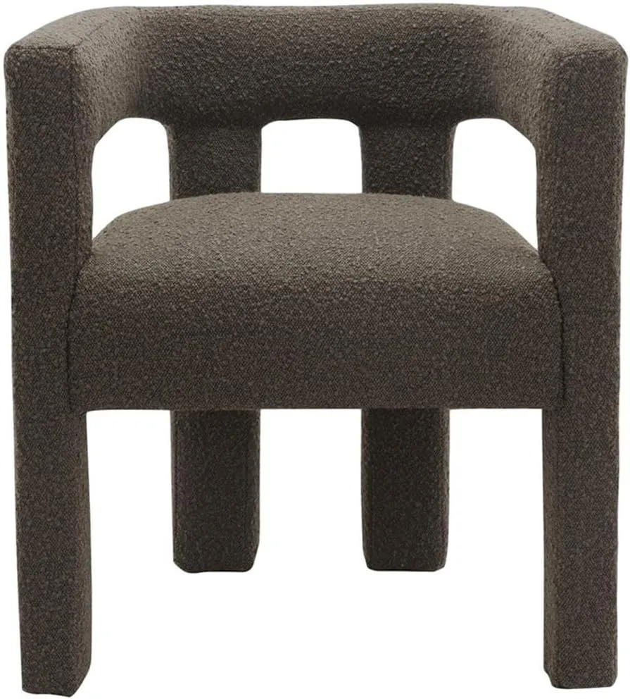 Meridian Furniture Athena Collection Modern | Contemporary Boucle Fabric Upholstered Accent | Dining Chair, 25" W x 21" D x 27" H, Brown