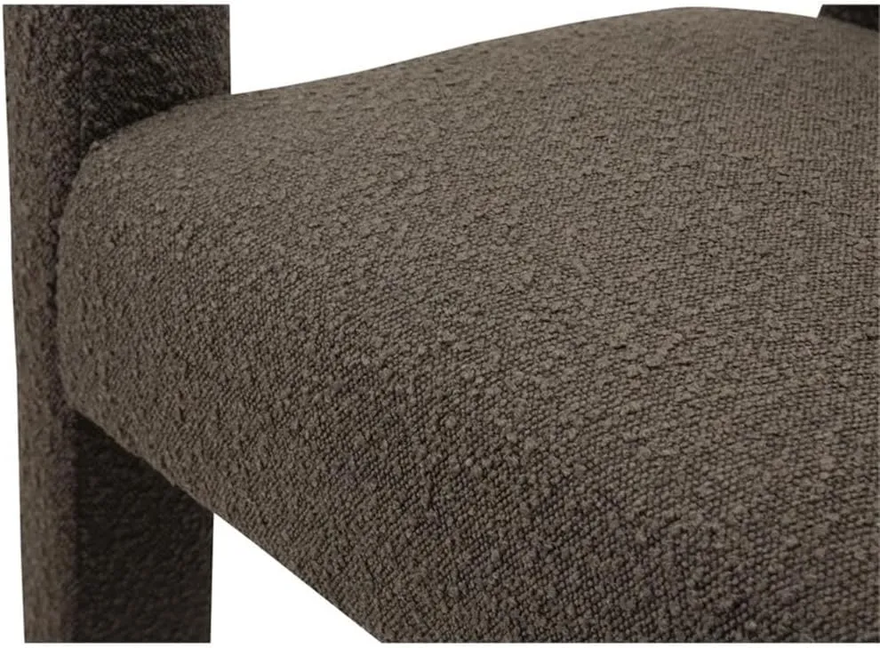 Meridian Furniture Athena Collection Modern | Contemporary Boucle Fabric Upholstered Accent | Dining Chair, 25" W x 21" D x 27" H, Brown