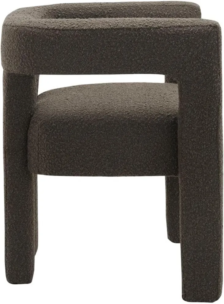 Meridian Furniture Athena Collection Modern | Contemporary Boucle Fabric Upholstered Accent | Dining Chair, 25" W x 21" D x 27" H, Brown