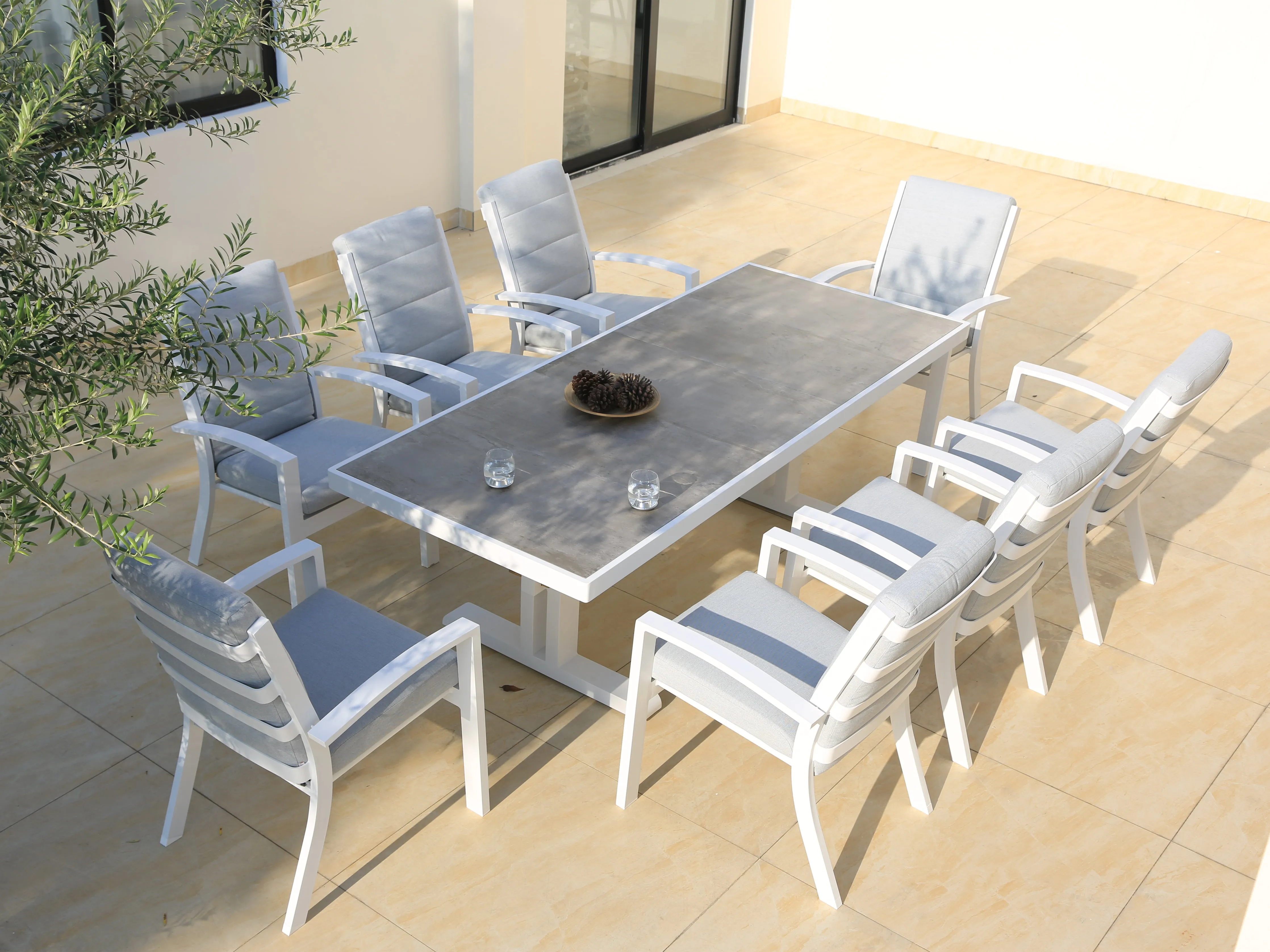 Midura High Back Carver Chair | White Aluminium   Cushion