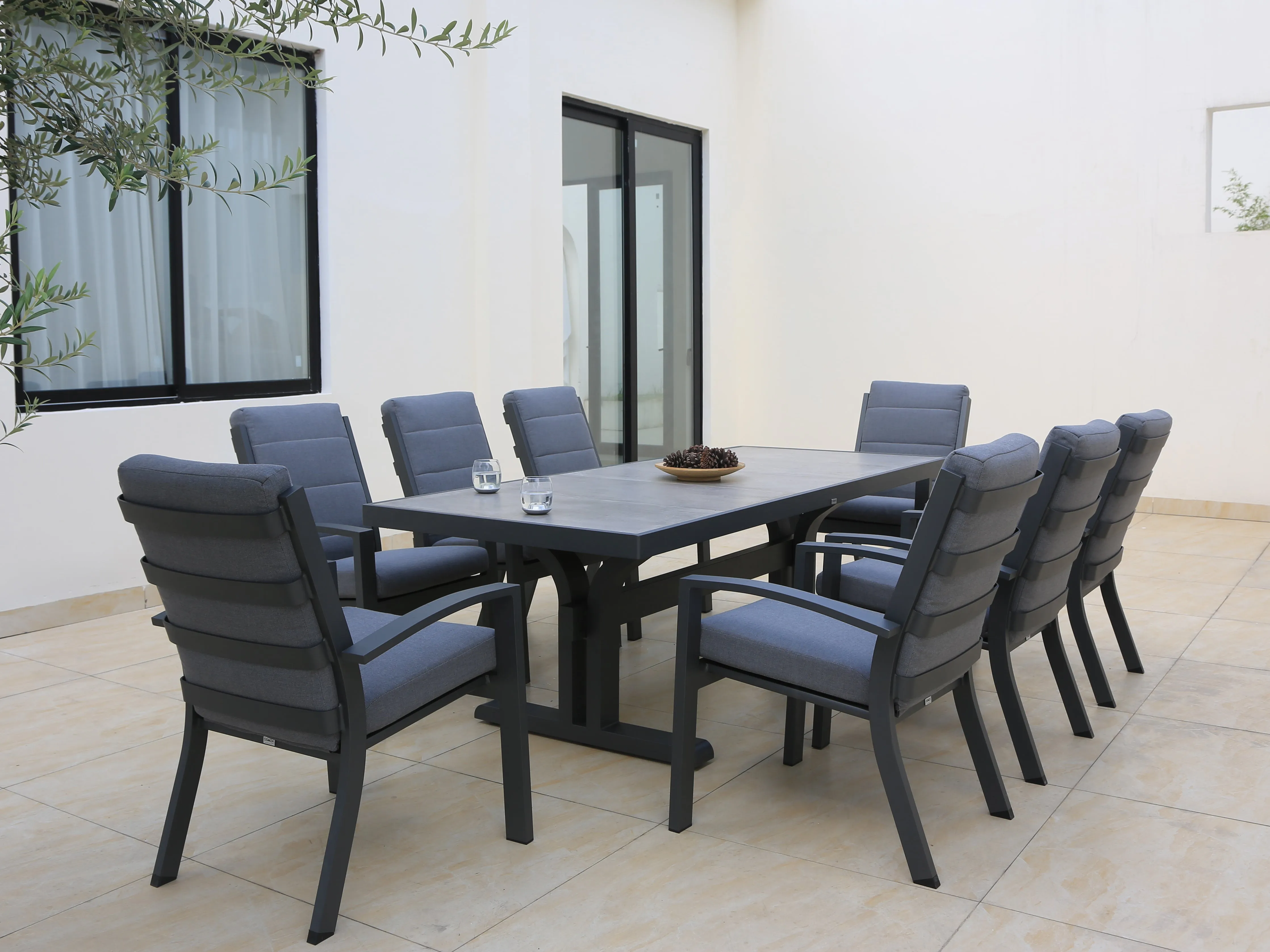 Midura High Back Carver Chair | White Aluminium   Cushion