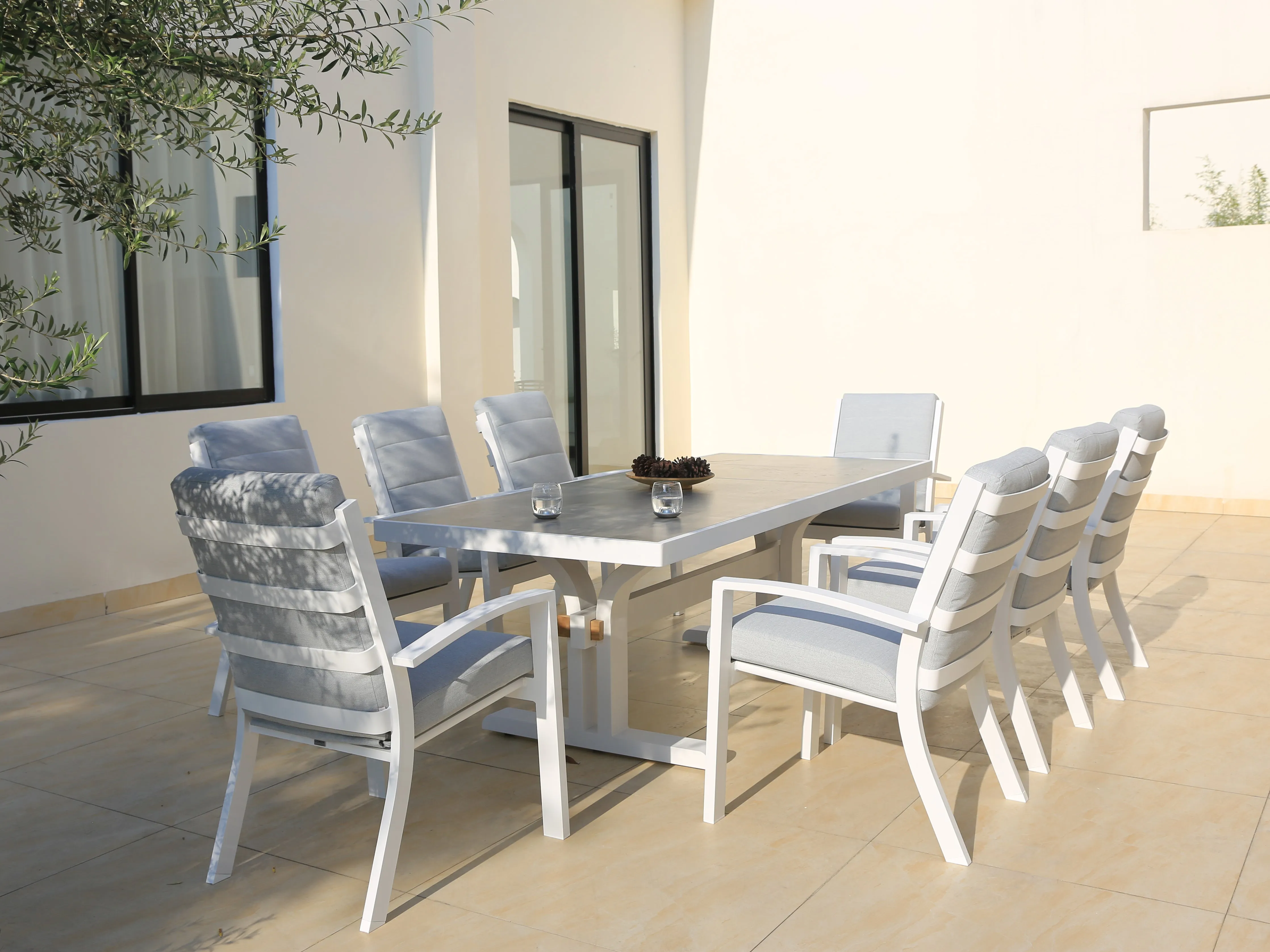 Midura High Back Carver Chair | White Aluminium   Cushion