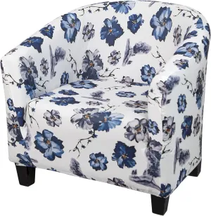 MIFXIN Club Chair Slipcover Stretch Tub Chair Cover 1 Piece Spandex Soft Armchair Slip Cover Removable Washable Arm Chair Couch Sofa Furniture Protector for Living Room Hotel (Blue Flowers)
