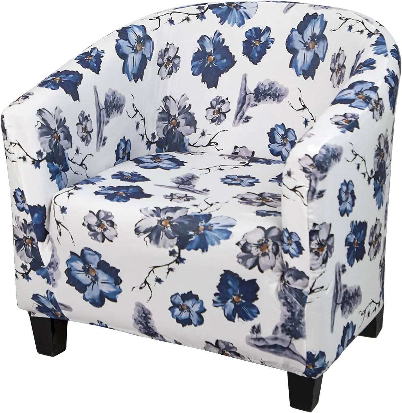 MIFXIN Club Chair Slipcover Stretch Tub Chair Cover 1 Piece Spandex Soft Armchair Slip Cover Removable Washable Arm Chair Couch Sofa Furniture Protector for Living Room Hotel (Blue Flowers)