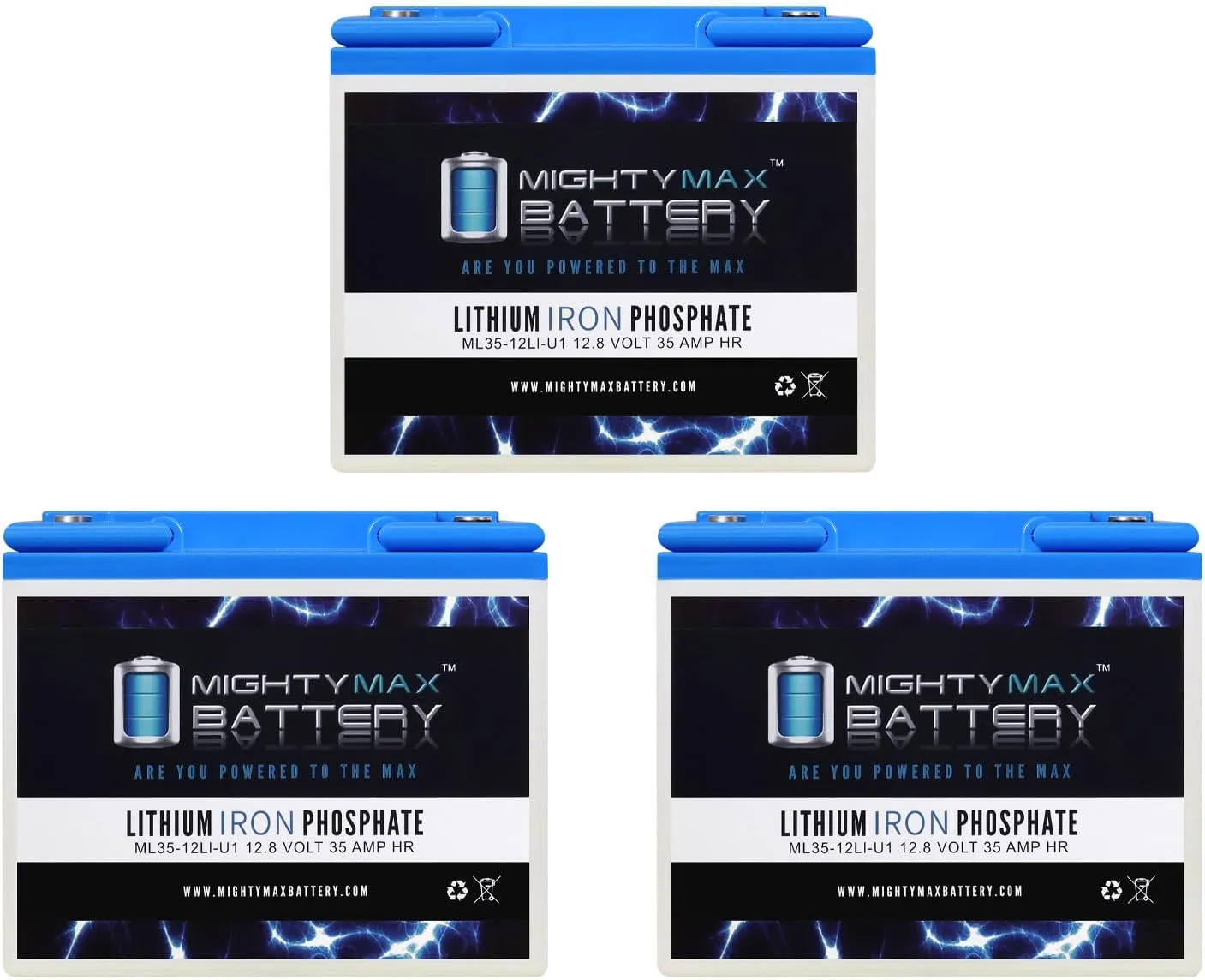 Mighty Max Battery 12V 35AH U1 Lithium Replacement Battery compatible with Golden Technologies Compass - 3 Pack