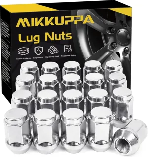 MIKKUPPA M12x1.5 Wheel Lug Nuts, Replacement for 2006-2017 Jeep Compass, 2007-2017 Patriot, 2010-2019 Chevy Cruze, 2016-2024 Malibu Aftermarket Wheel, 1.38" Height Chrome 20PCS Closed End Tire Nuts ﻿